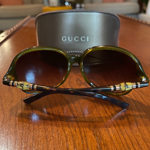 Gucci Havana Bamboo oval 100% UV Brown Sunglasses